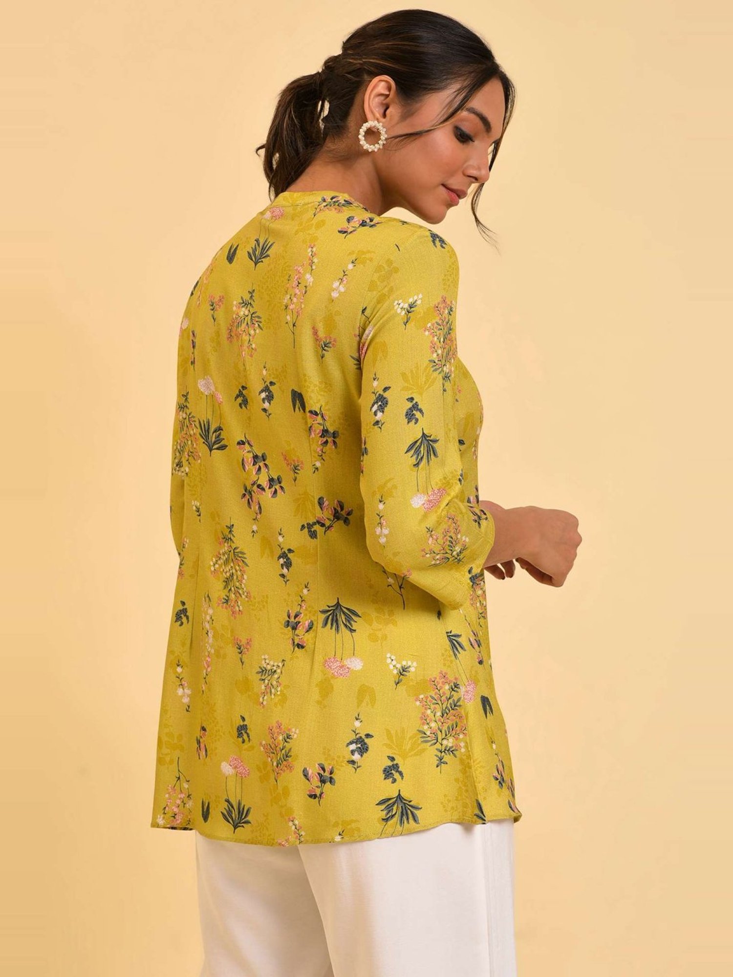 W Yellow Printed Top