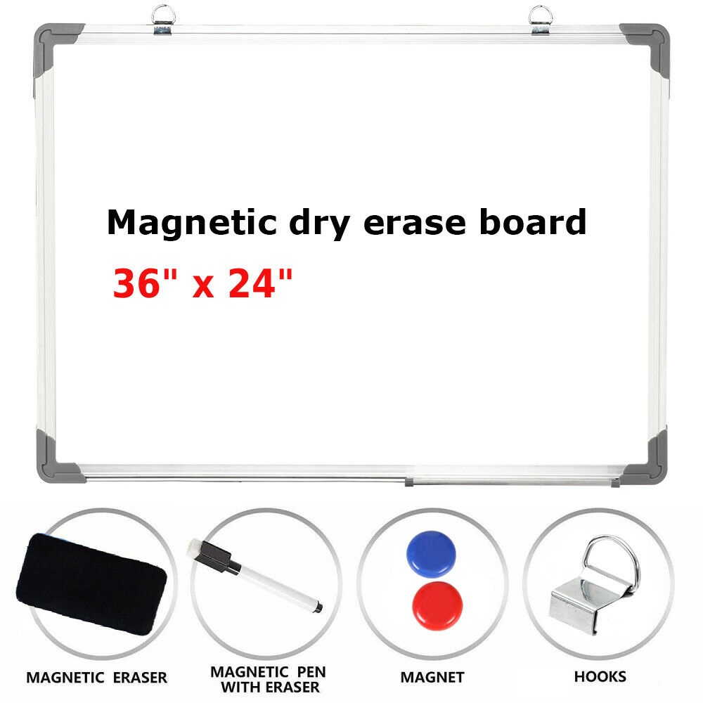 Multi-Function Magnetic Whiteboard w/Marker Dry Wipe Erase Board Aluminum Office