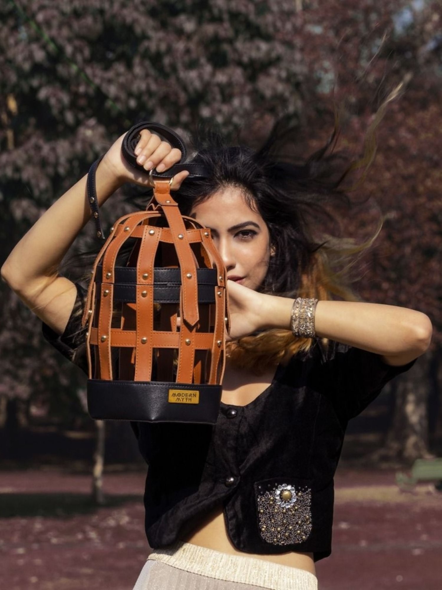 Modern Myth Tan Textured Medium Bucket Handbag