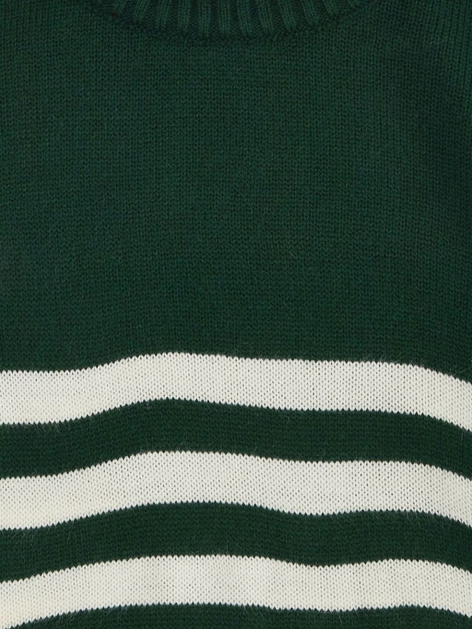 Pantaloons Junior Olive & White Striped Full Sleeves Sweater