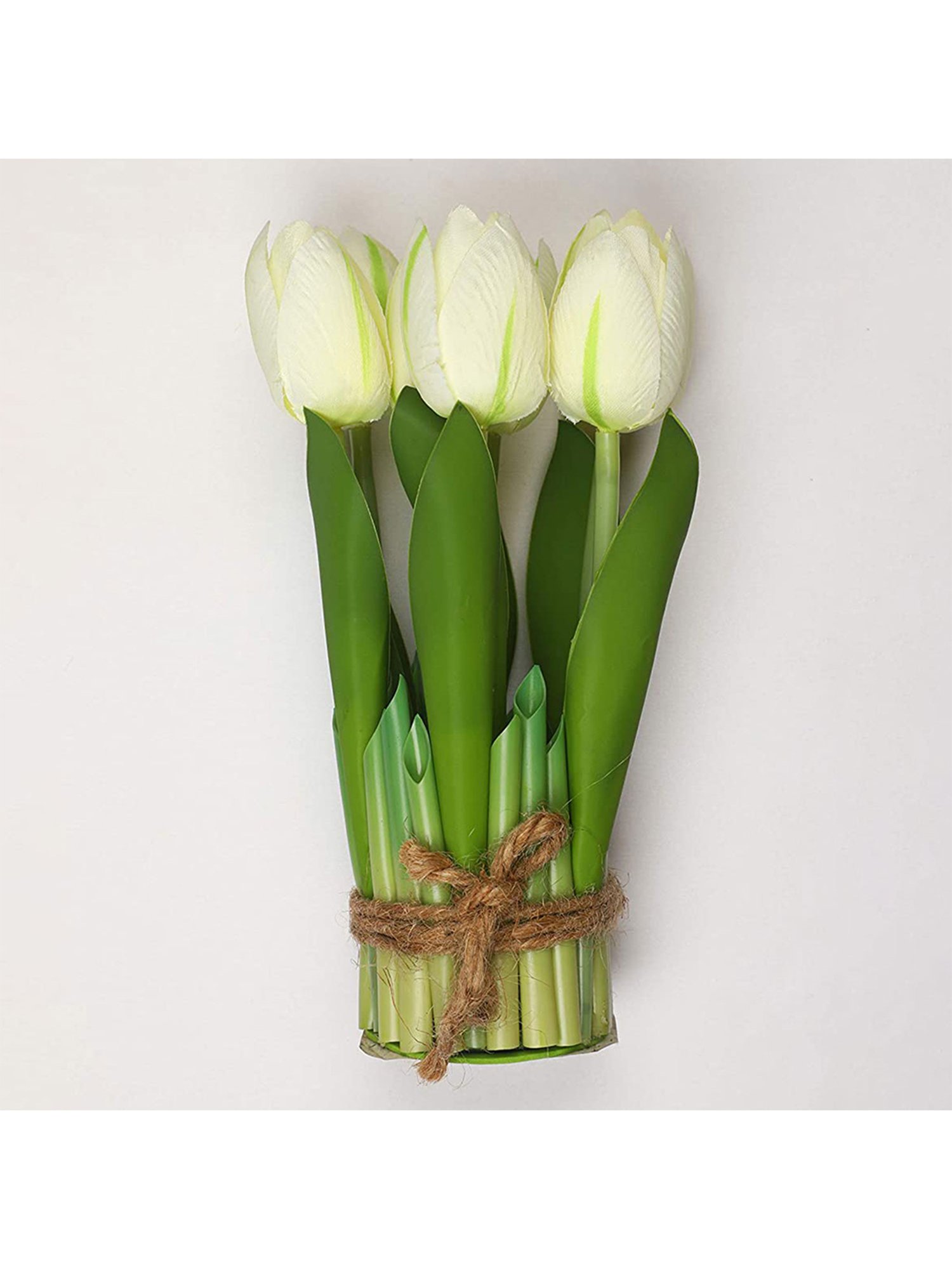 Amflix White Artificial Tulip Flowers Bunch