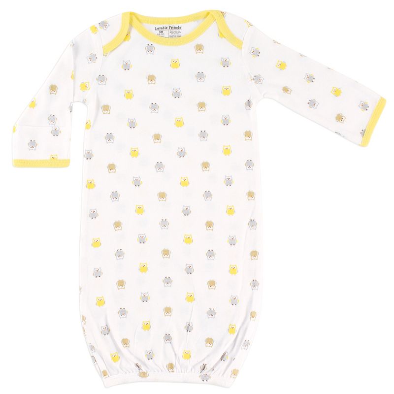 Luvable Friends Baby Unisex Cotton Gowns, Owl, 0-6 Months