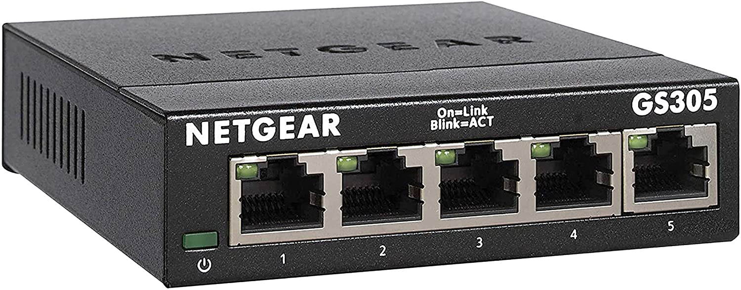 5-Port Gigabit Ethernet Unmanaged Switch (GS305) - Home Network Hub, Office Ethernet Splitter, Plug-and-Play, Fanless Metal Housing, Desktop or Wall Mount