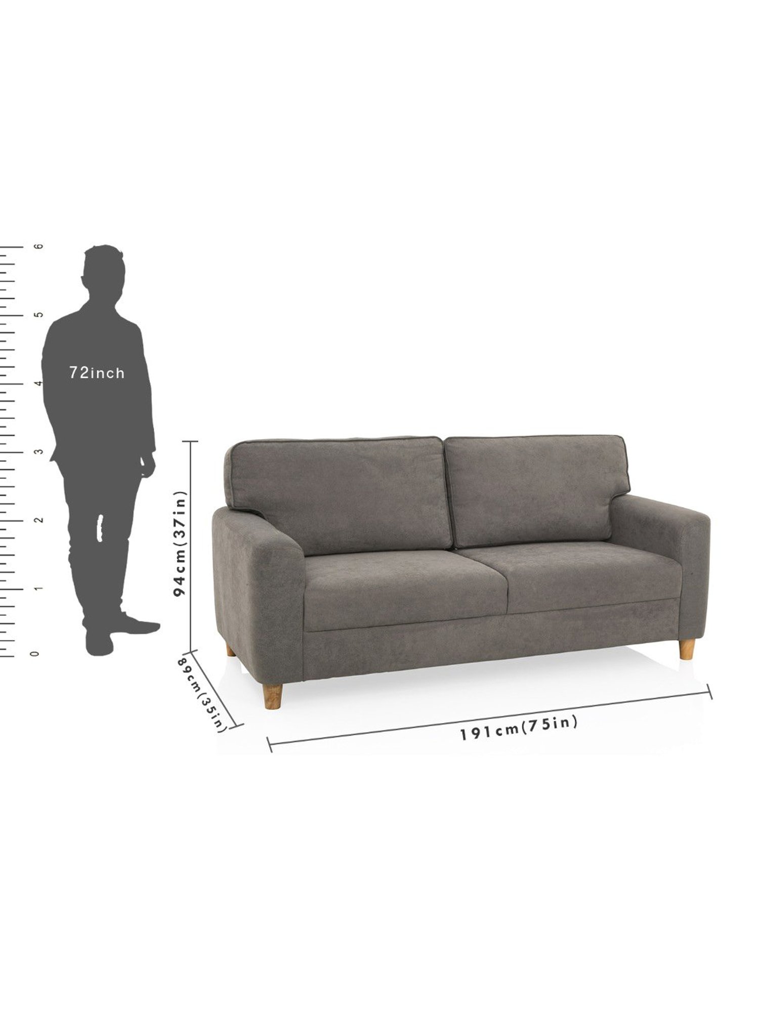 Durian Berry Black Premium Leatherette 2 Seater Sofa