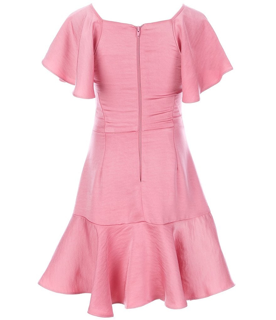 Poppies and Roses Big Girls 7-16 Flutter-Sleeve Double Hem Fit-And-Flare Dress