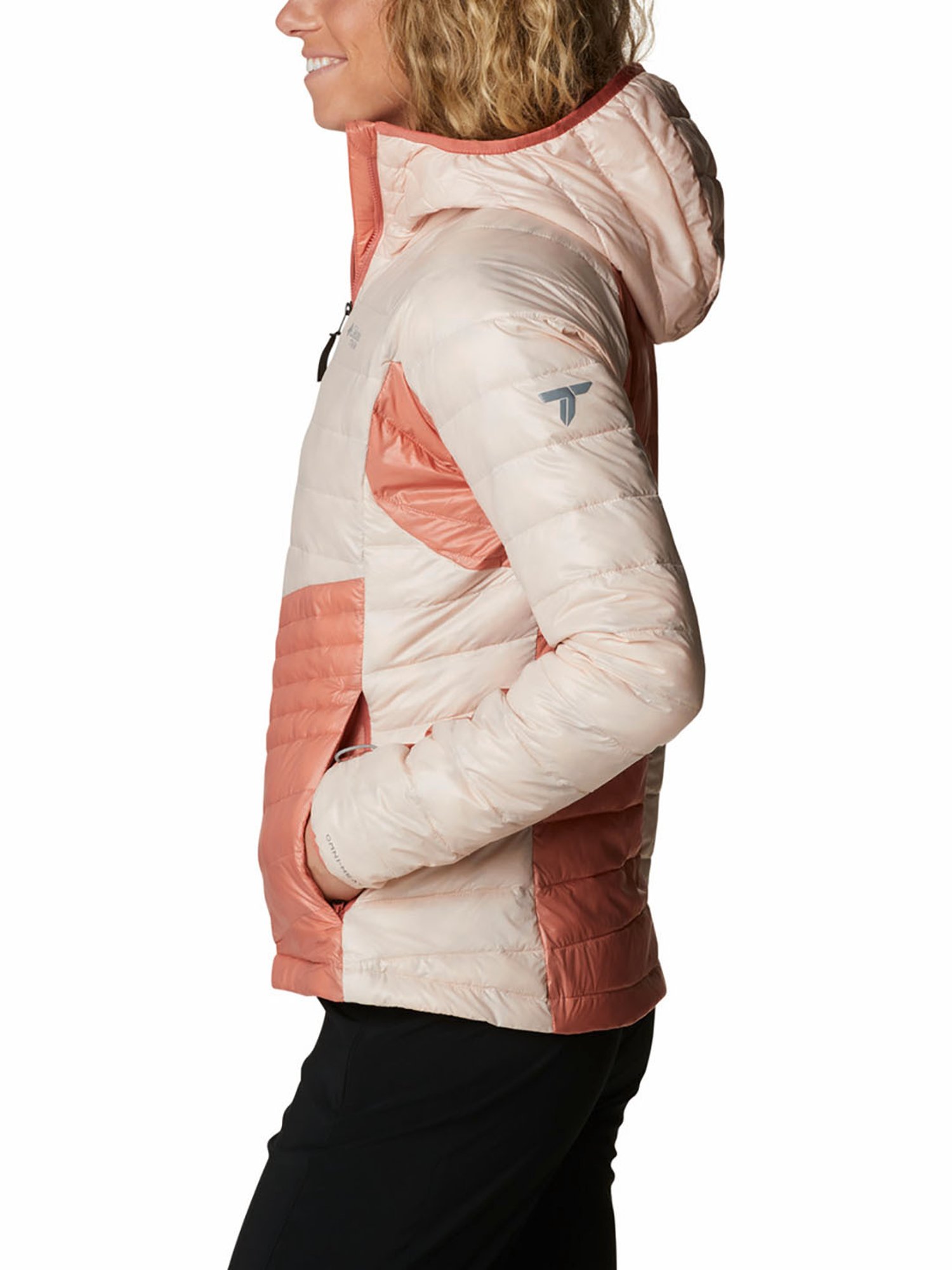Columbia Beige & Pink Full Sleeve Platinum Peak Puffer Jacket