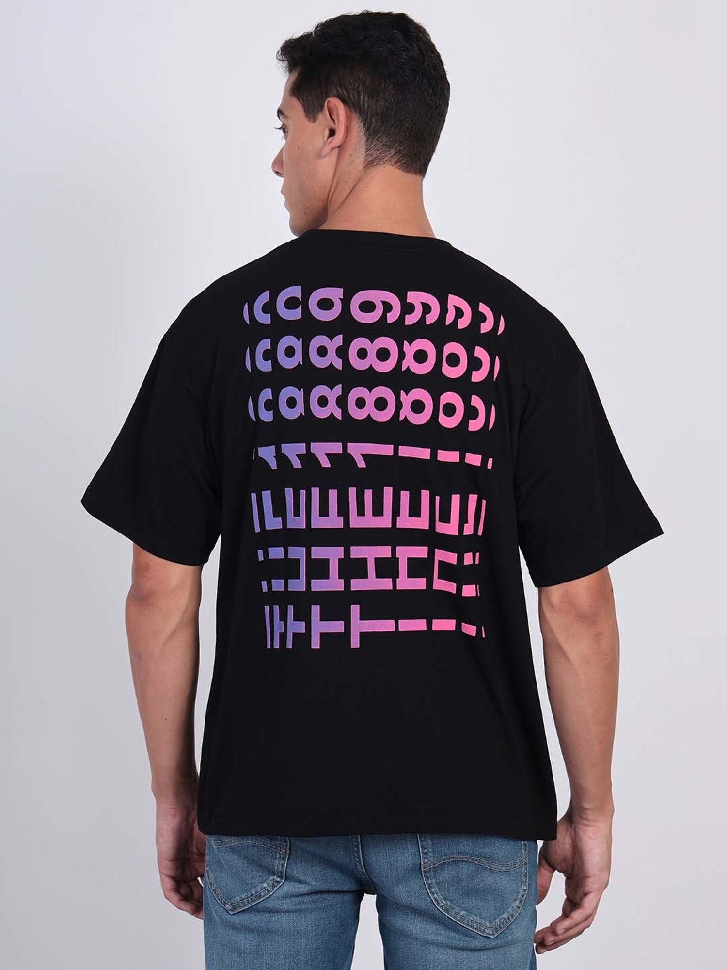 Lee Black Loose Fit Printed Cotton Oversized Crew T-Shirt