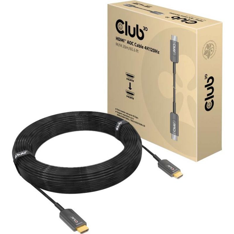 Club 3D HDMI AOC Cable 4K120Hz M/M 20m/65.6 ft - 65.62 ft HDMI A/V Cable for TV, Projector, Audio/Video Device