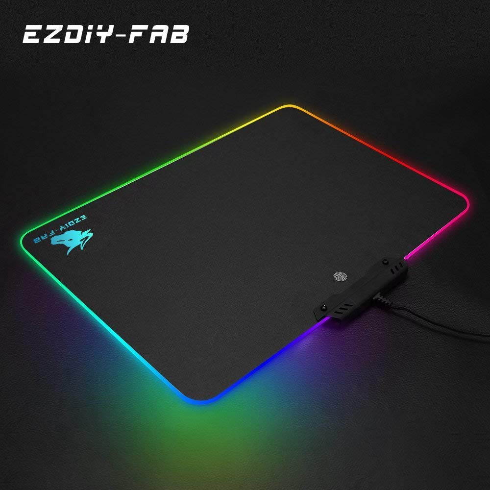 RGB LED Mouse Pad, Bailink Led Gaming RGB Mouse Pad Large -Comfortable RGB Lighting Big Hard Computer Mice Mat for Gamer, Waterproof, 9 lighting modes,High performance 13.8x 9.8x 0.2in- Black