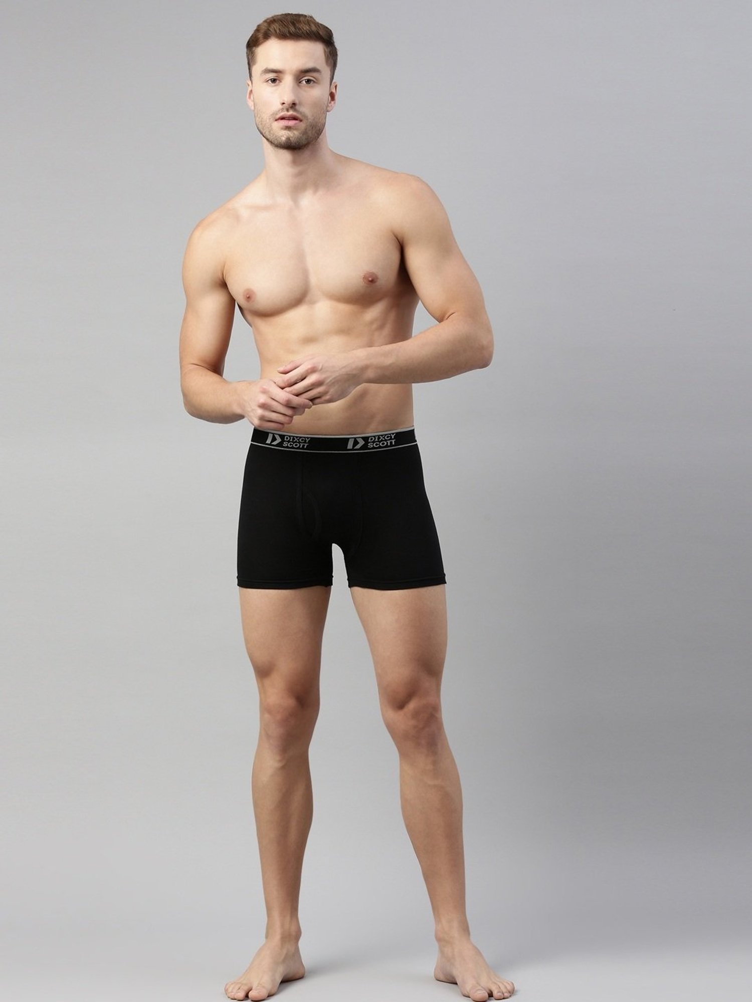 Dixcy Scott Originals Black Cotton Regular Fit Trunks - Pack Of 3