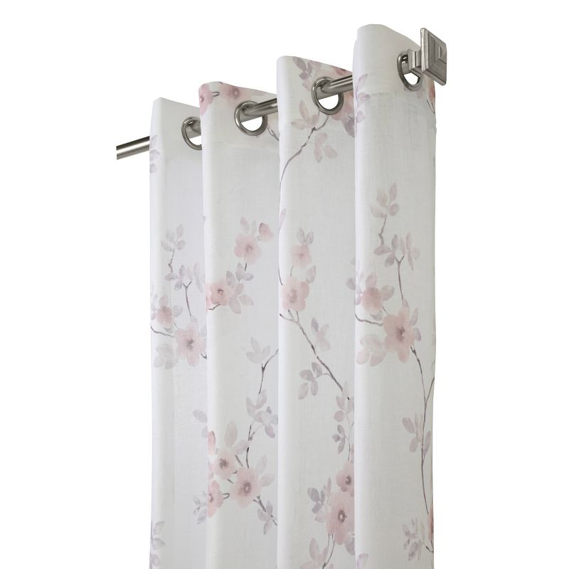 84"x50" Bloom Floral Printed Light Filtering Window Curtain Panel Off White - Habitat
