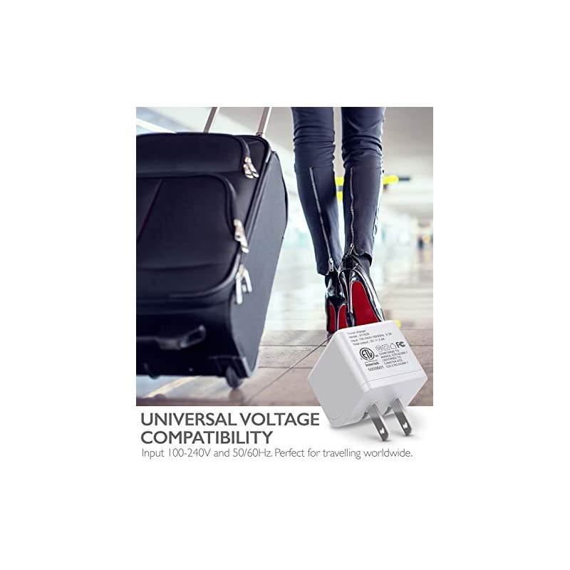 2 Port USB Wall Charger Adapter (2 Pack), 5V/2.4A Dual Mini Portable Charging Block with Foldable Plug [ETL Certified] Compatible with iPad 10.2 inch (2020), iPad Air (2020) and More