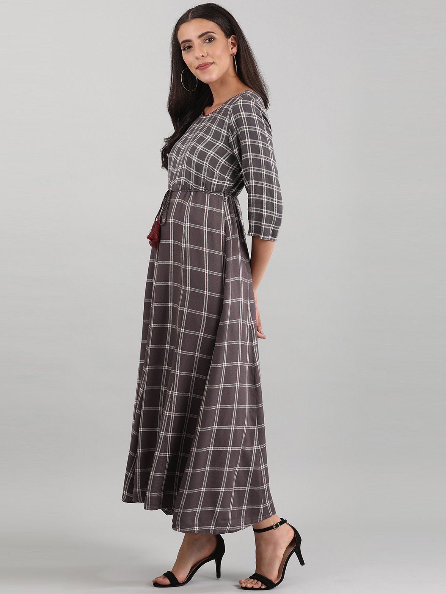 Aurelia Grey Plaid Pattern Jumpsuit