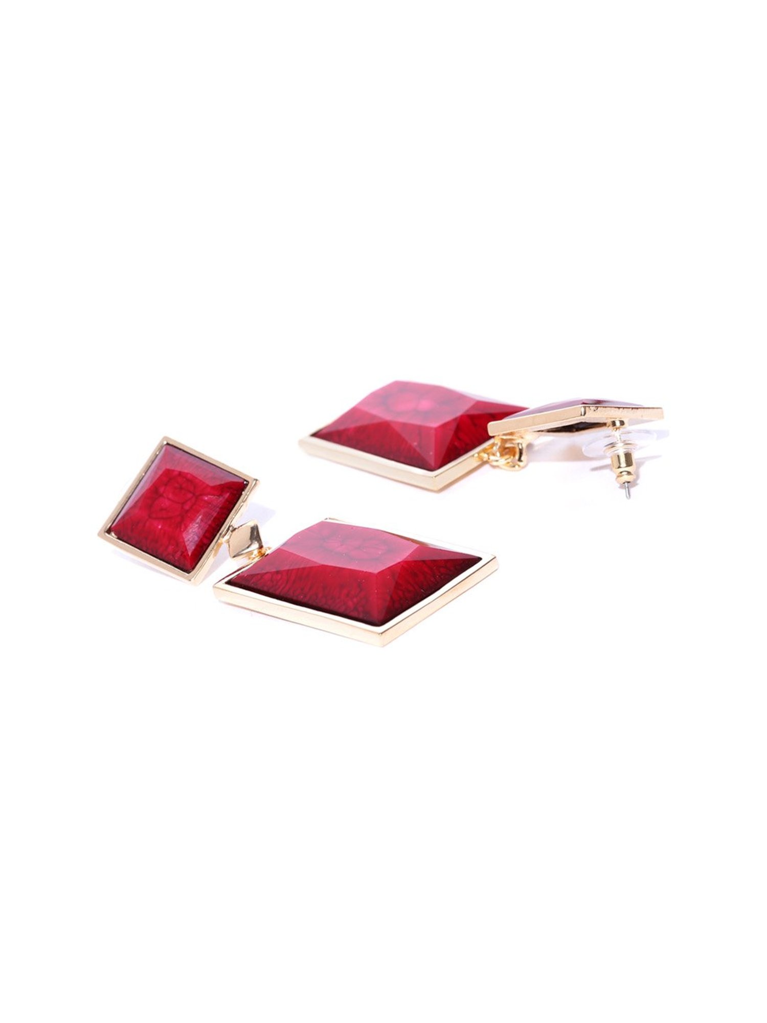Prita Red & Golden Dangler Earrings