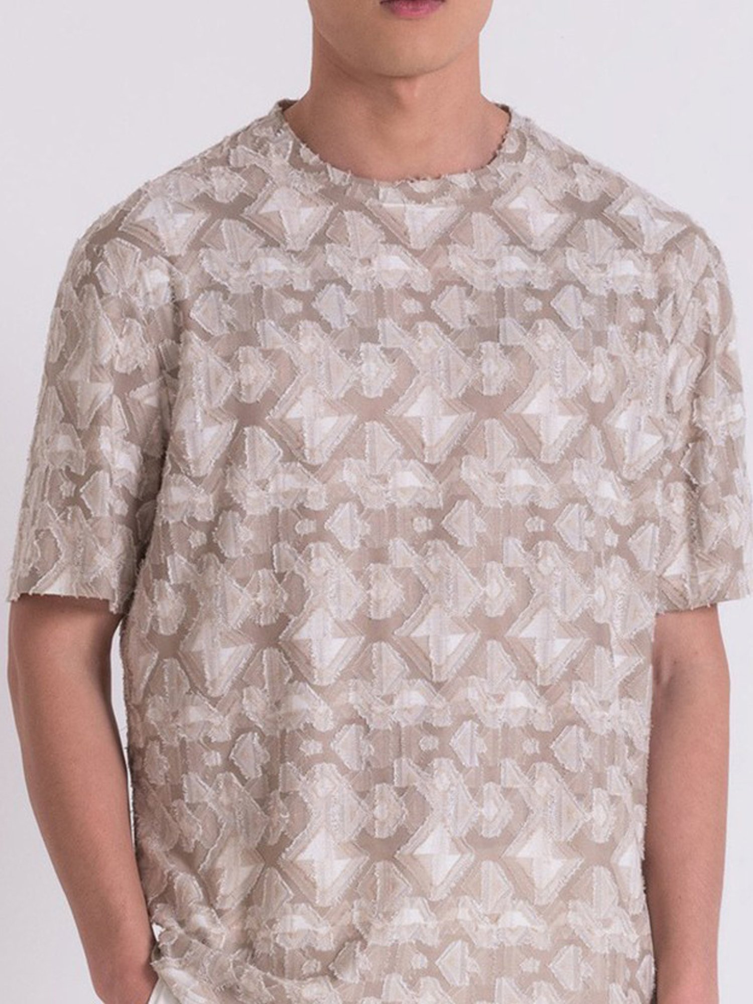 Antony Morato Beige Regular Fit Printed T-Shirt