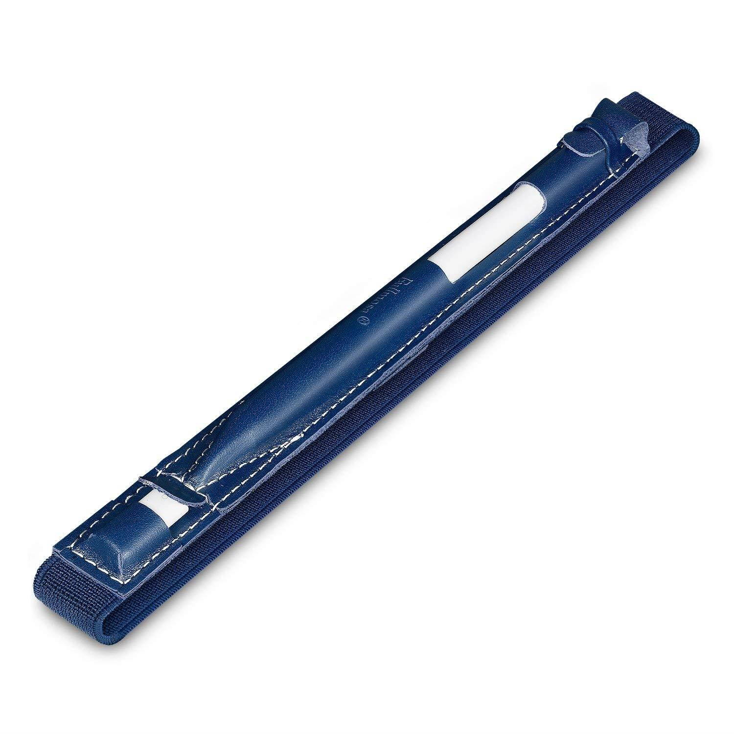 Fullmosa 4 Colors for Apple Pencil Holder, Genuine Litchi Texture Leather Apple Pencil Sleeve with USB pocket Handmade Compatible with iPad Pro 12.9" Cases, Dark Blue