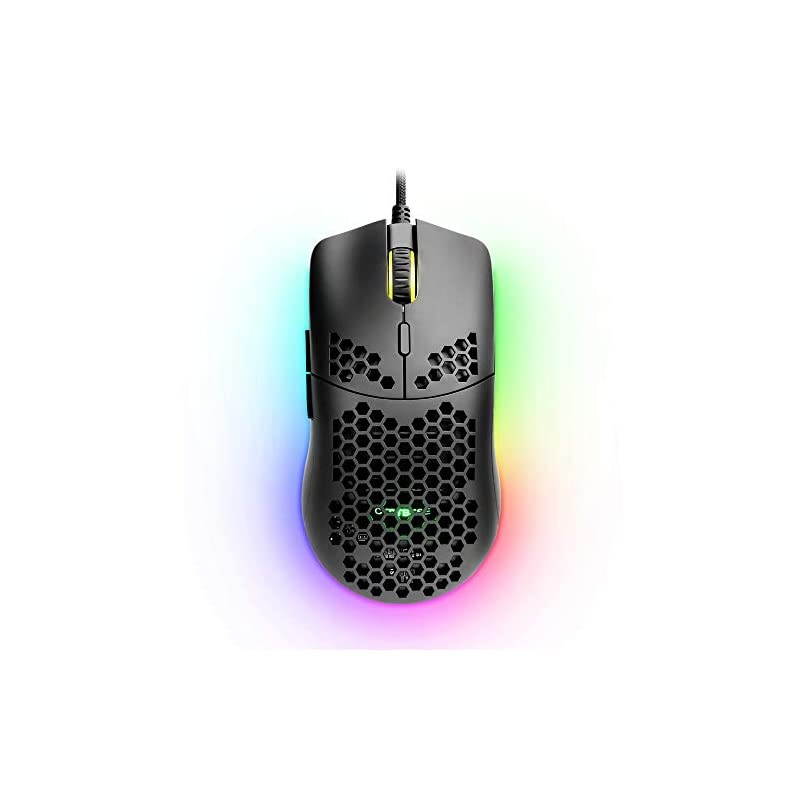 Gaming Mouse, Honeycomb Design RGB Backlit Support Custom Buttons Maximum Support 12000DPI (Black)