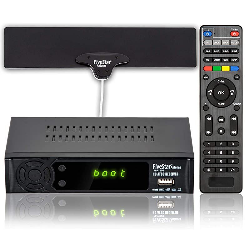 Star ATSC HD Digital TV Converter Box w 1080p HDMI Output 40 Miles Over The AirOTA Flat Antenna amp Amplifier DailyWeekly Scheduled PVR Recorder w TV Control Learning Buttons