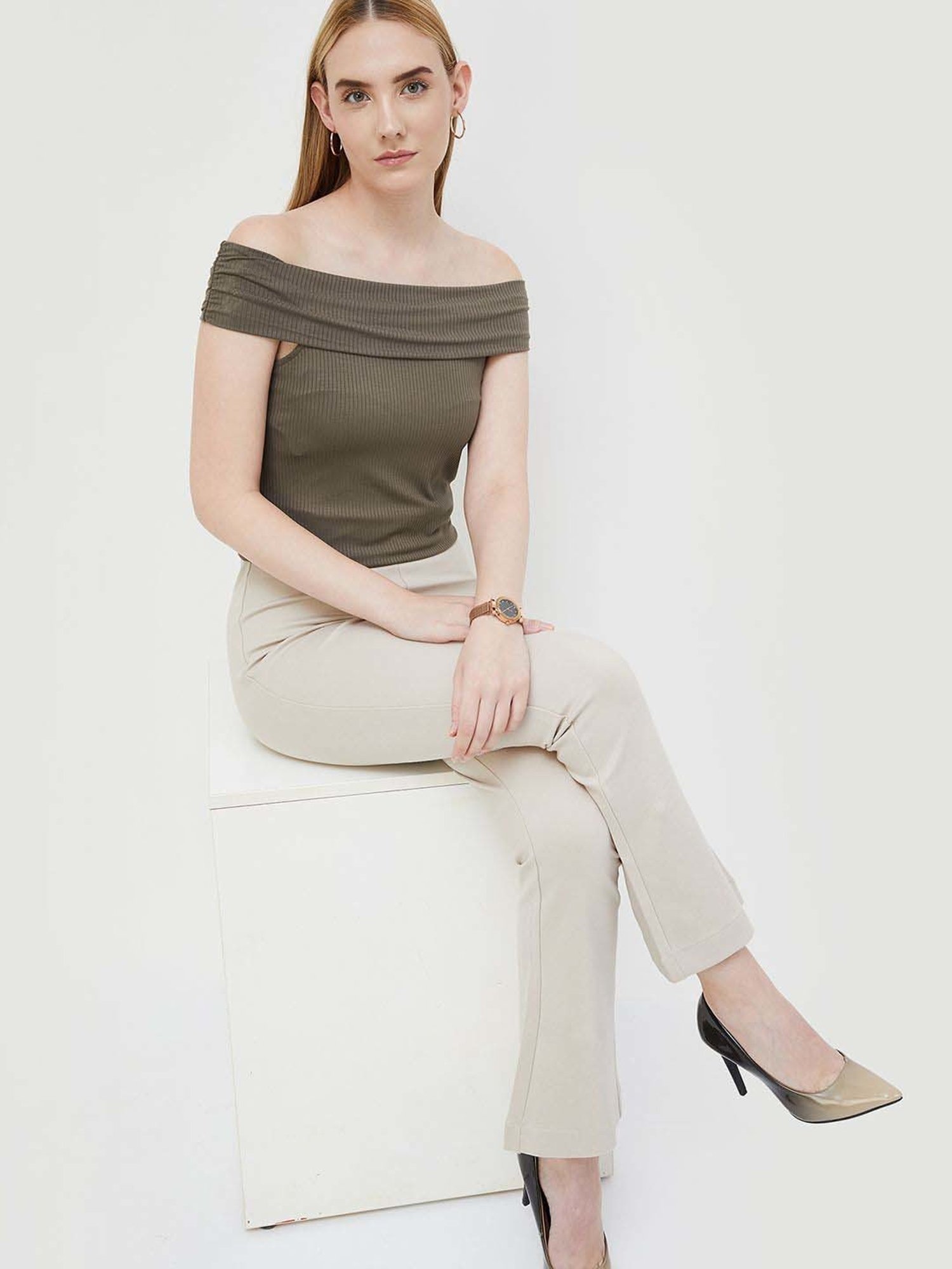 Code by Lifestyle Brown Striped Top