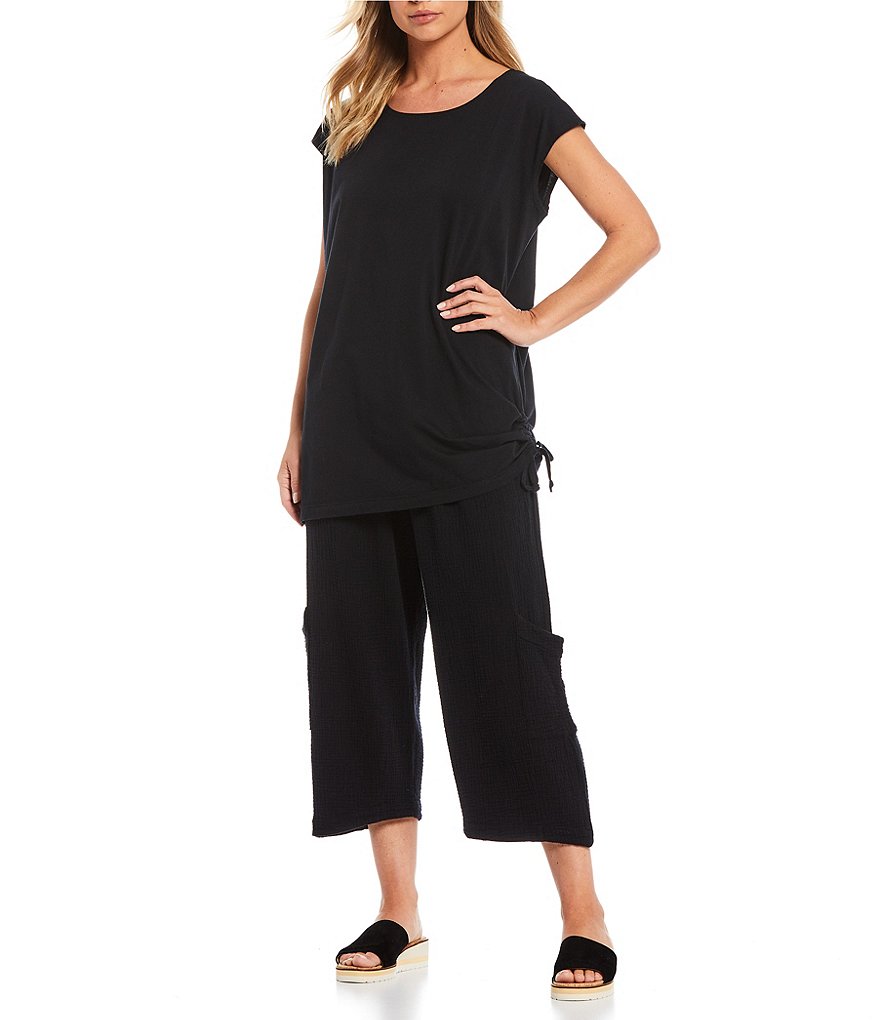 Bryn Walker Quinn Combed Cotton Cap Sleeve Side Ruched Tunic