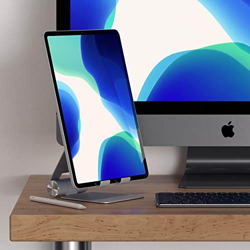 Satechi R1 Aluminum Multi-Angle Foldable Tablet Stand - Compatible with 2020 iPad Pro, iPhone 11 Pro Max/11 Pro, XS Max/XS/XR/X, SE/8 Plus/8, Samsung S20 Plus Ultra/S10 (Silver)