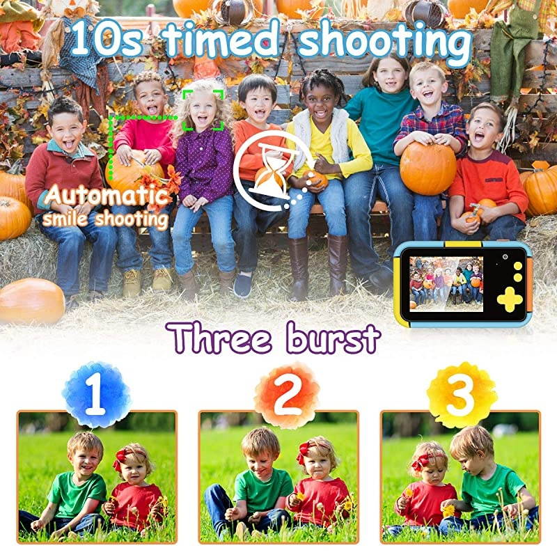 Kids Camera 24MP Dual Lens Kid Digital Camera Gifts for Age 310 Years Old Boys Girls 1080P 24 Large LCD Blue Screen Video Camcorder USB Rechargeable Selfie Camera with 32GB SD Card