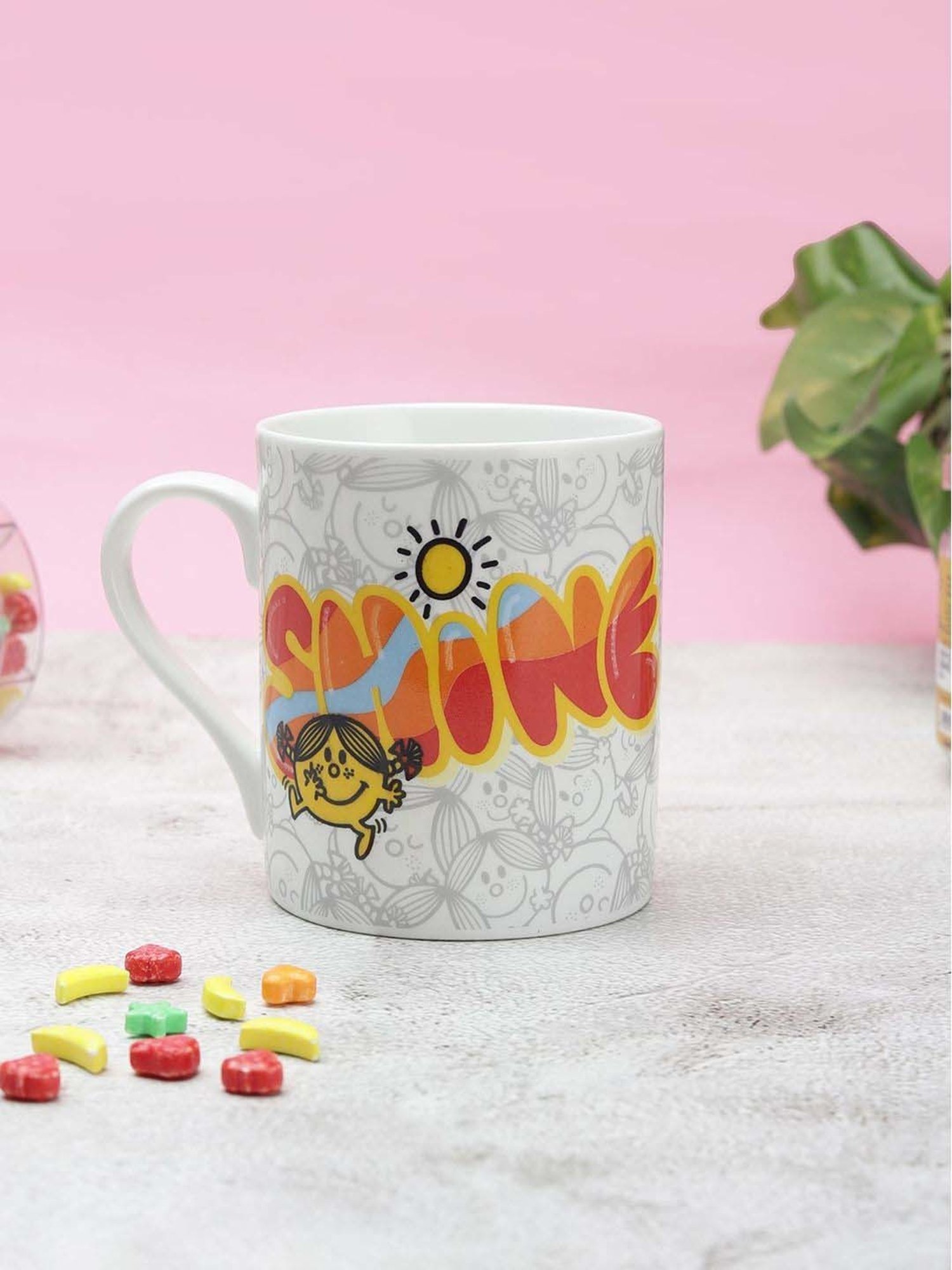 Clay Craft Multicolor Fine Ceramic Abstract Milk Mug 350 ml - 1 Pc