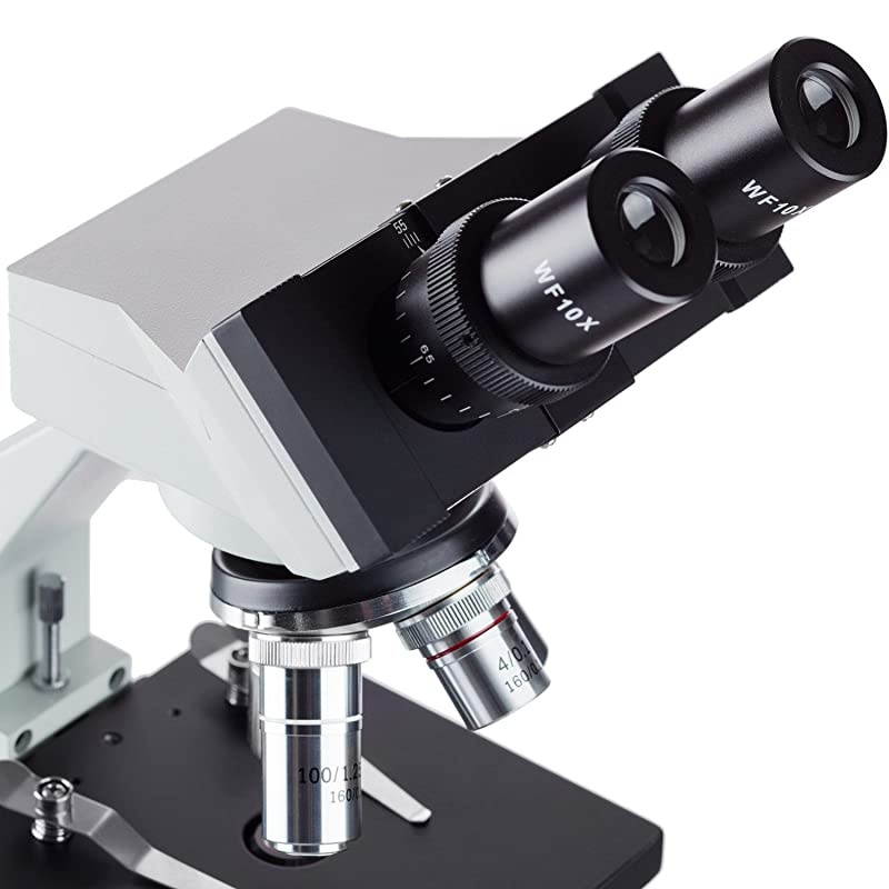 B100B-MS Compound Binocular Microscope, 40X-2000X Magnification, Brightfield, Tungsten Illumination, Abbe Condenser, Mechanical Stage