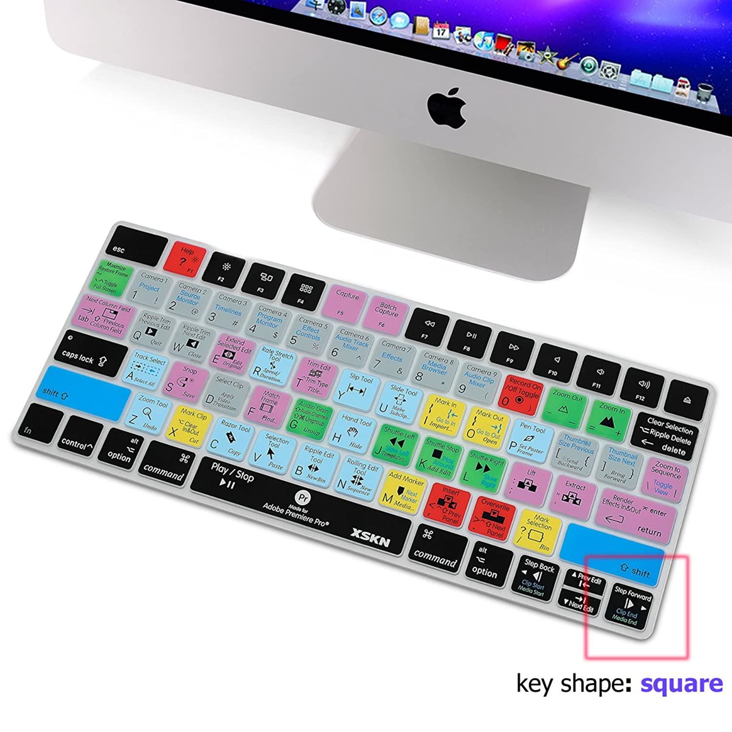 XSKN Magic Keyboard Premiere Pro Shortcut Keyboard Cover, XSKN Durable PR Hotkeys Silicone Keyboard Skin for Apple Magic Keyboard MLA22LL/A (US Version)