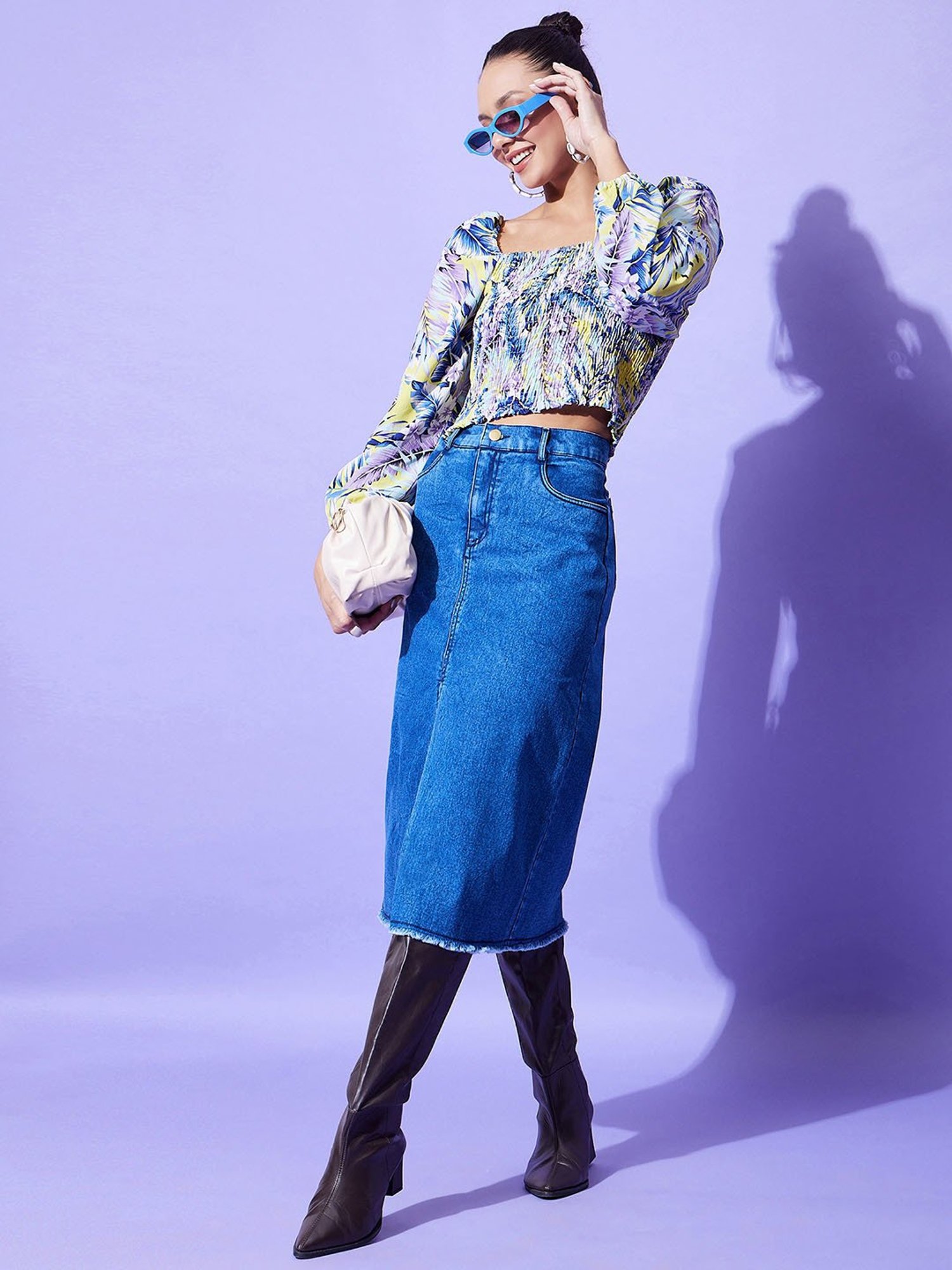 StyleStone Blue Printed Crop Top