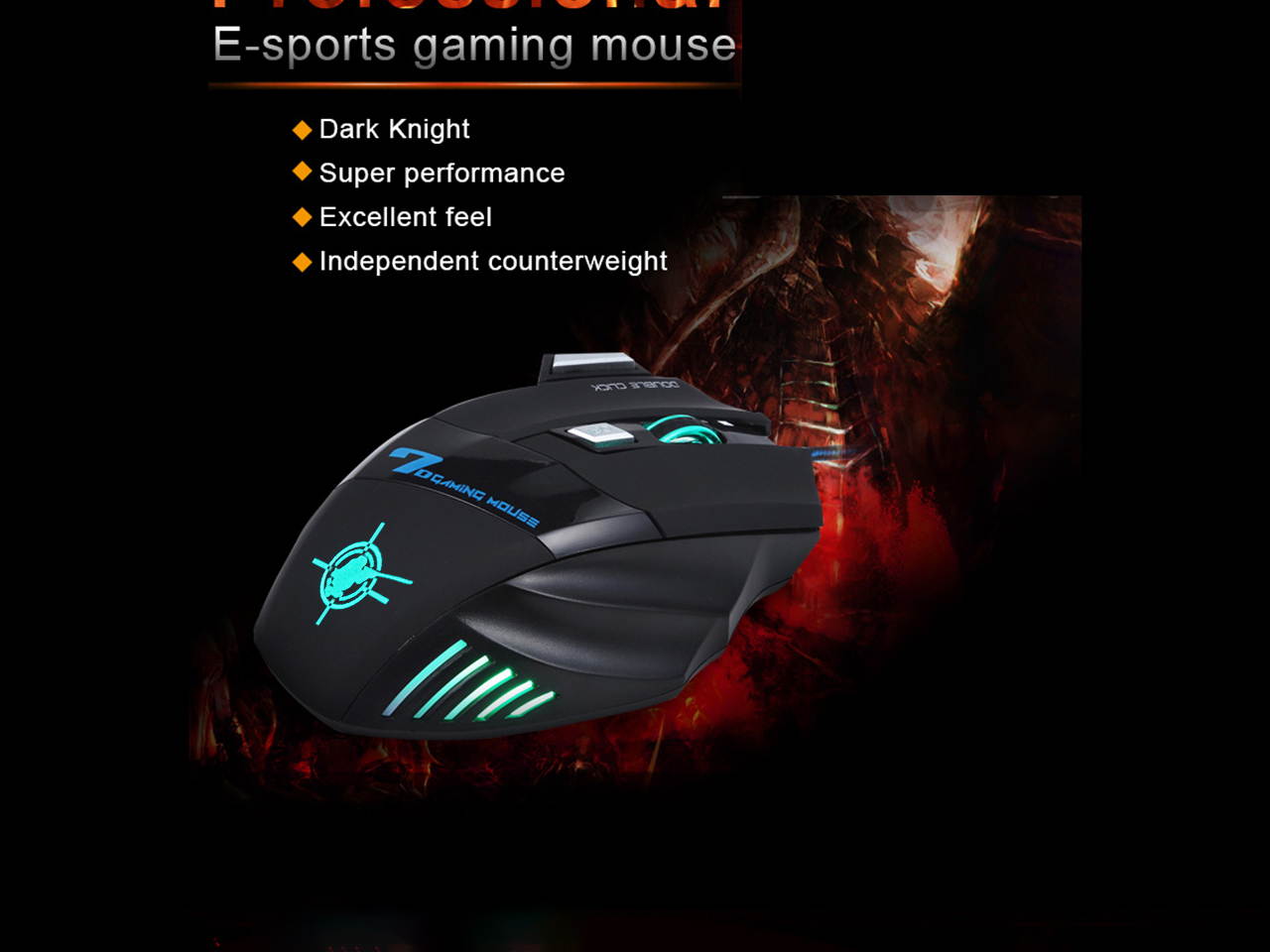 MS-7 Gaming Mouse USB Wired Computer Mouse RGB 7 Color Backlit 7200 DPI Gaming Mice, Silent Stable Mice for PC, Office, Learning, Gamer