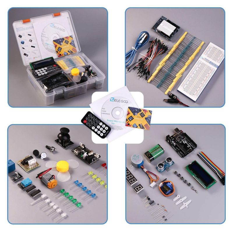 Elegoo UNO Project Super Starter Kit with Tutorial, 5V Relay, UNO R3, Power Supply Module, Servo Motor, 9V Battery with DC, Prototype Expansion Board, ect. for Arduino