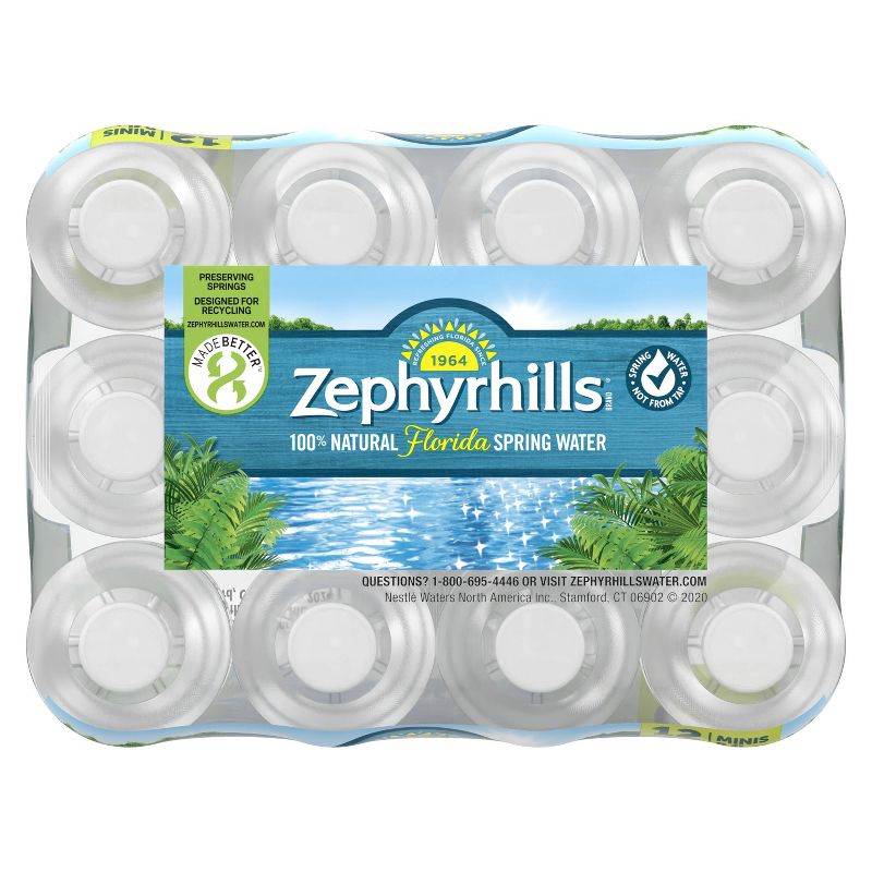 Zephyrhills Brand 100% Natural Spring Water - 12pk/8 fl oz Mini Bottles