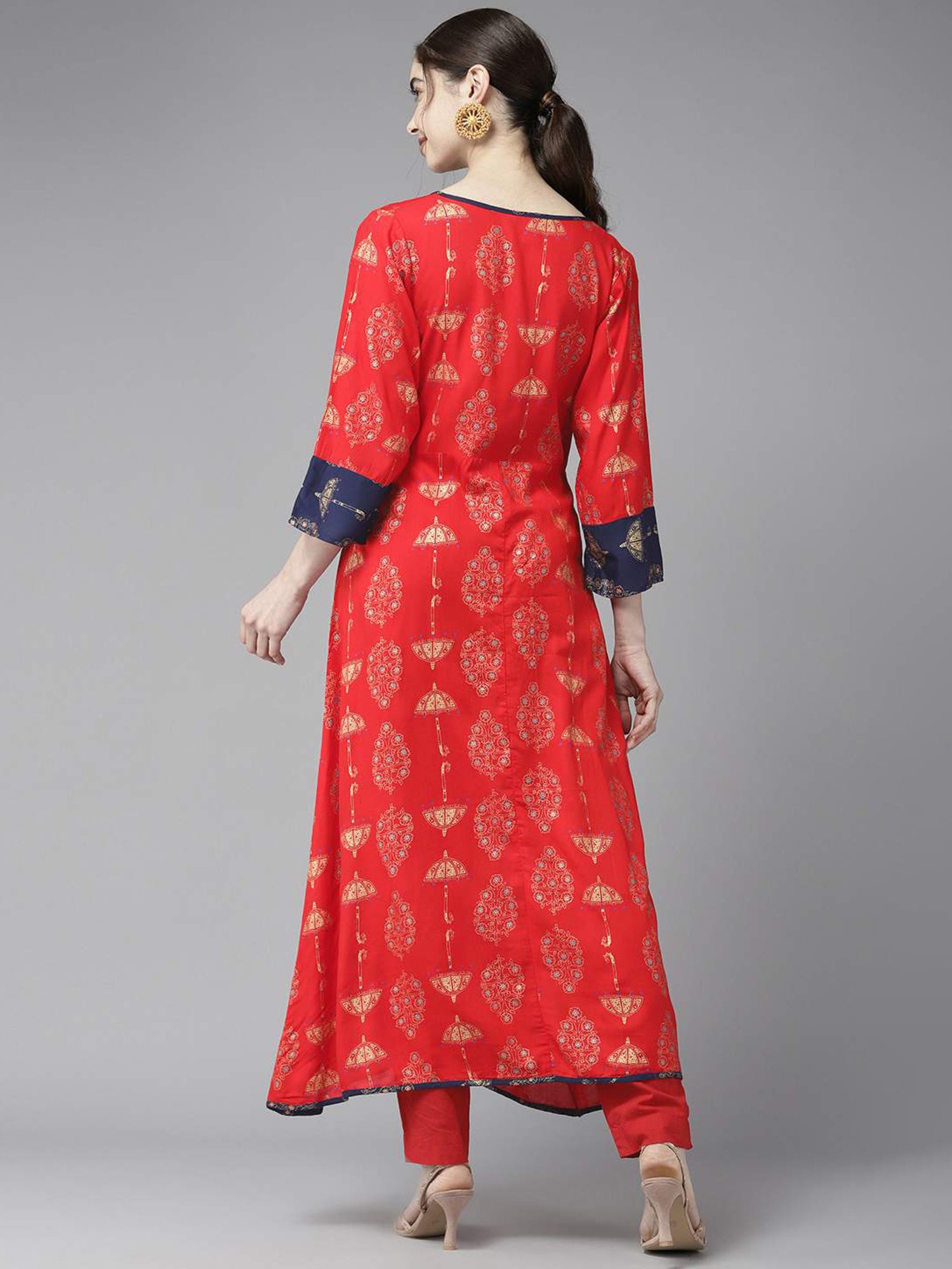 Aarika Coral Cotton Printed A Line Kurta