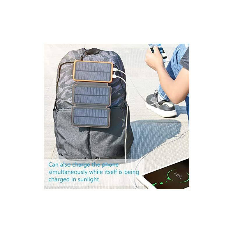 Solar Charger 24000mAh  Solar Power Bank with 2 USB Ports Waterproof Portable External Battery Compatible with Smartphones Tablets and More