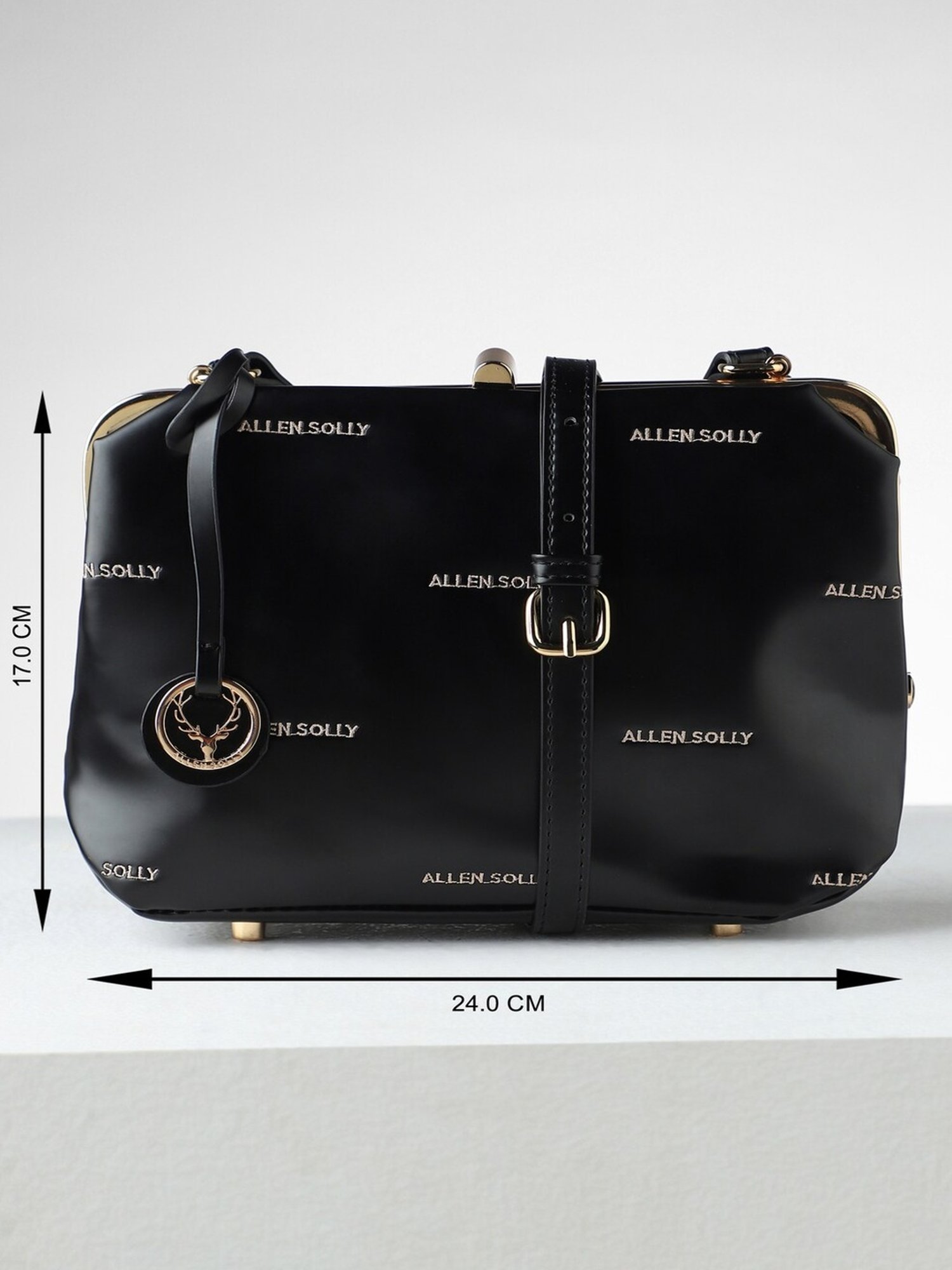 Allen Solly Black Printed Medium Sling Handbag