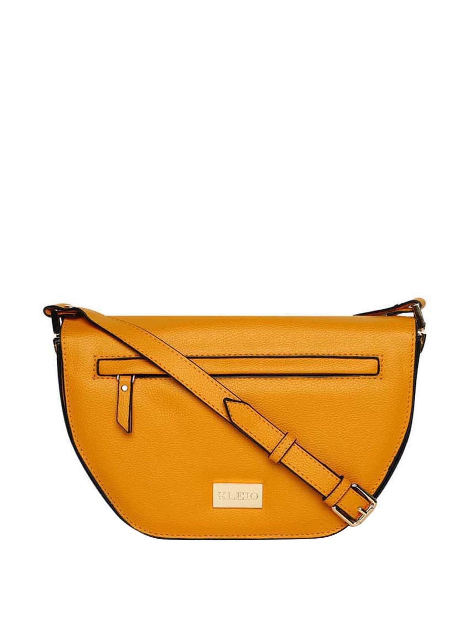 KLEIO Mustard Solid Medium Sling Handbag