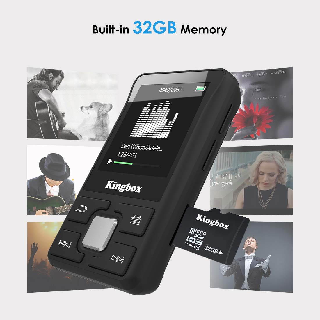 MP3 Player, 32GB Music Player with BT 4.1, Audio Walkman with Wearable Clips Support E-Book/Voice Recorder/FM Radio/Photo Viewer, Expandable Up to 128 GB