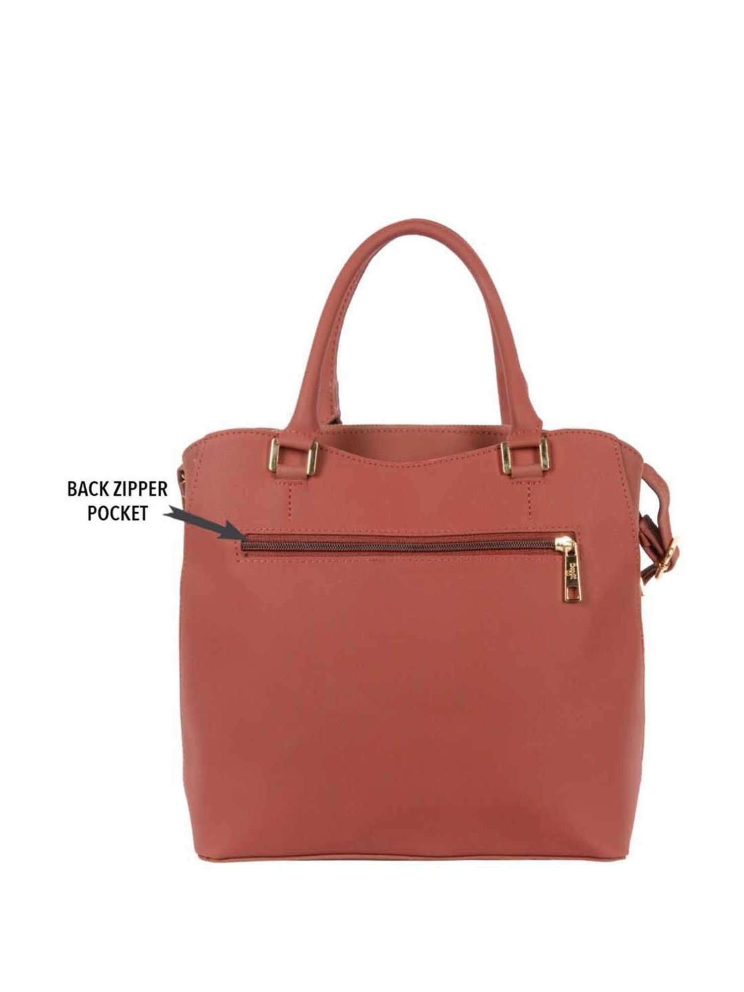 Baggit Tan Solid Medium Handbag