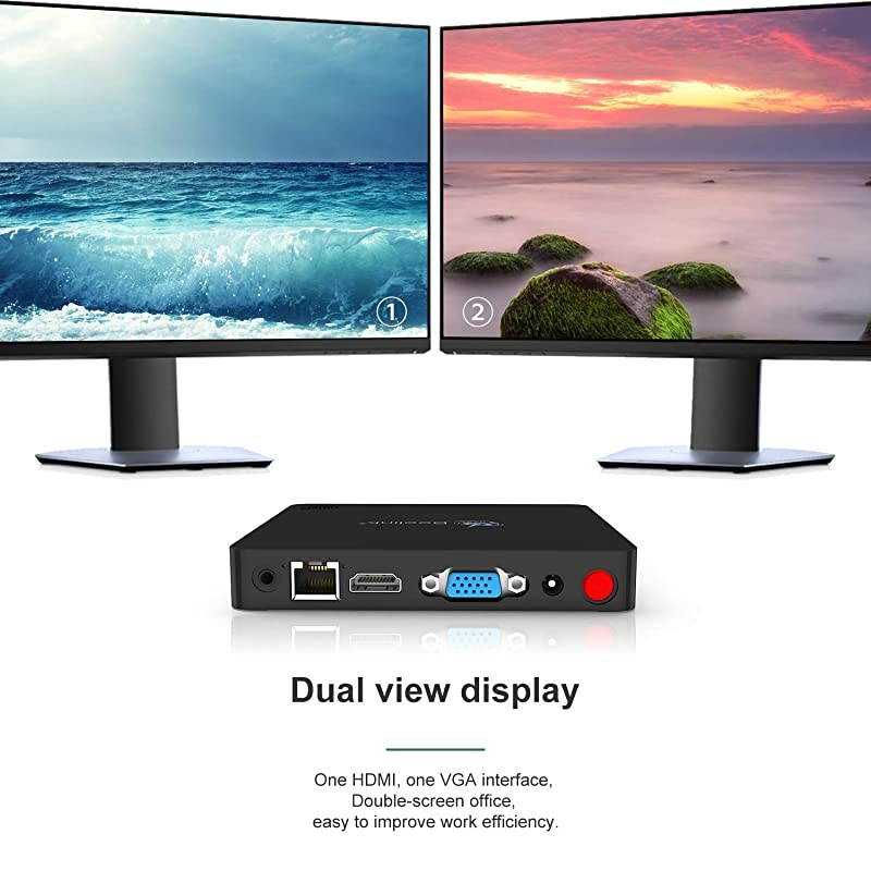 Celeron N3350 Processor (Z8350 Upgraded up to 2.4 Ghz) Mini Pc Windows 10 Home 64 bit 4GB DDR4 / 64GB eMMC Mini Desktop Computer, 2.4G/5G Dual WiFi, Gigabit Ethernet, 4K HD HDMI & VGA Ports