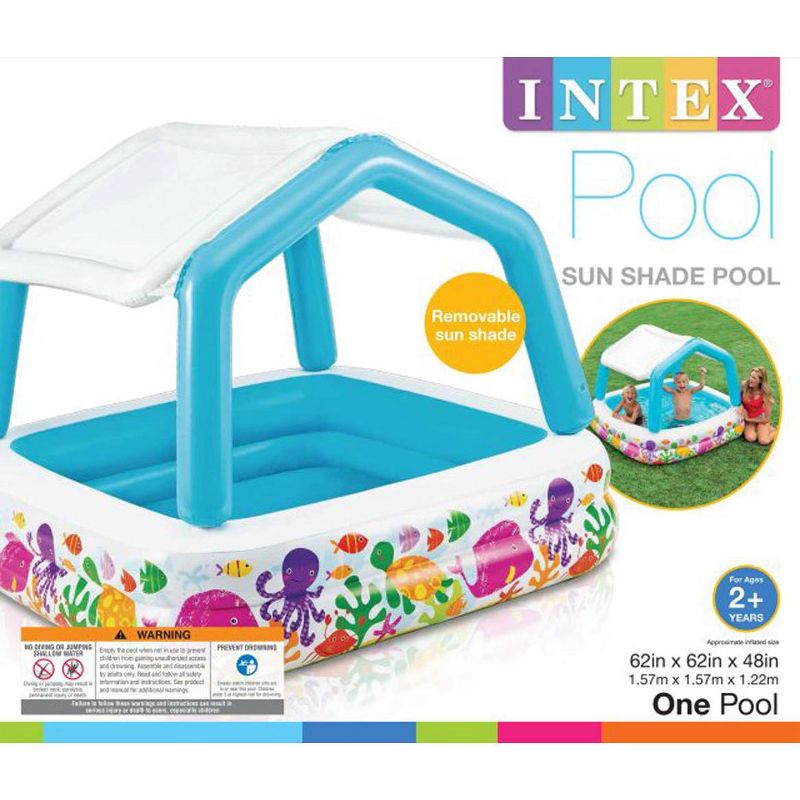 Intex 5ft x 48in Sun & Shade Inflatable Kids Swimming Pool w/ Canopy + Pump