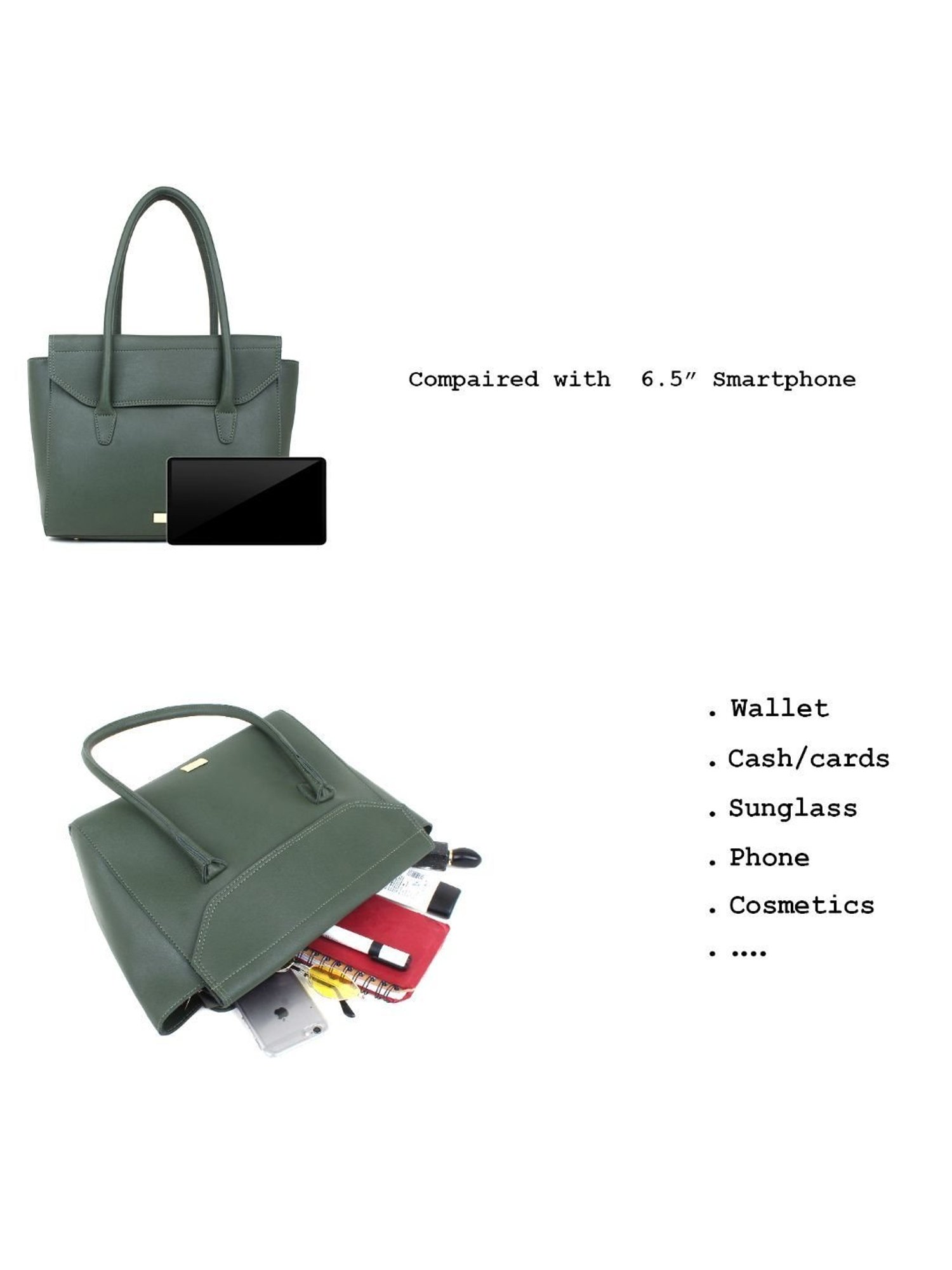 Yelloe Green Solid Medium Handbag