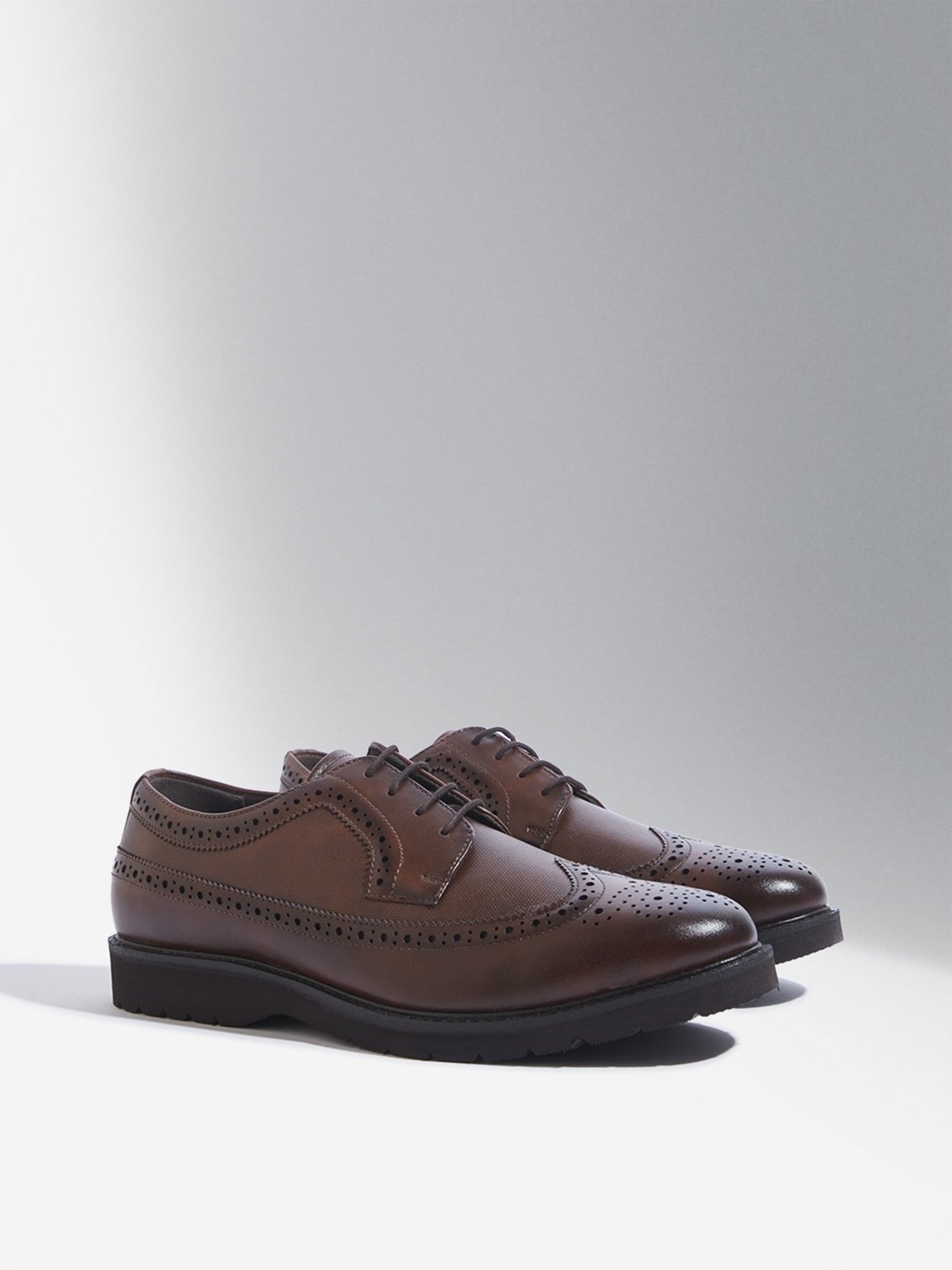 SOLEPLAY by Westside Dark Tan Perforated Lace-Up Shoes
