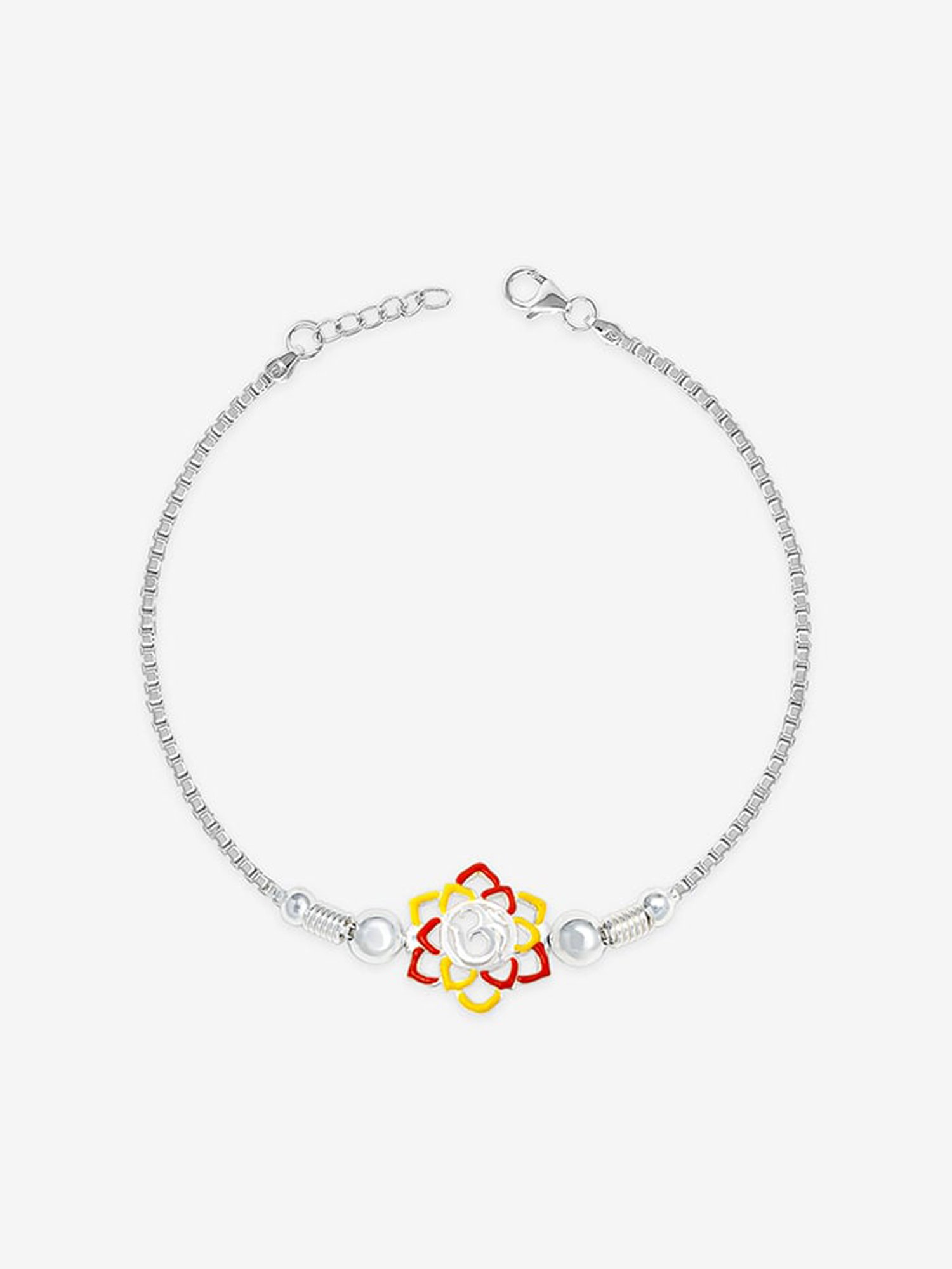 Touch925 Om Flower Rakhi cum Bracelet in Sterling Silver for Men