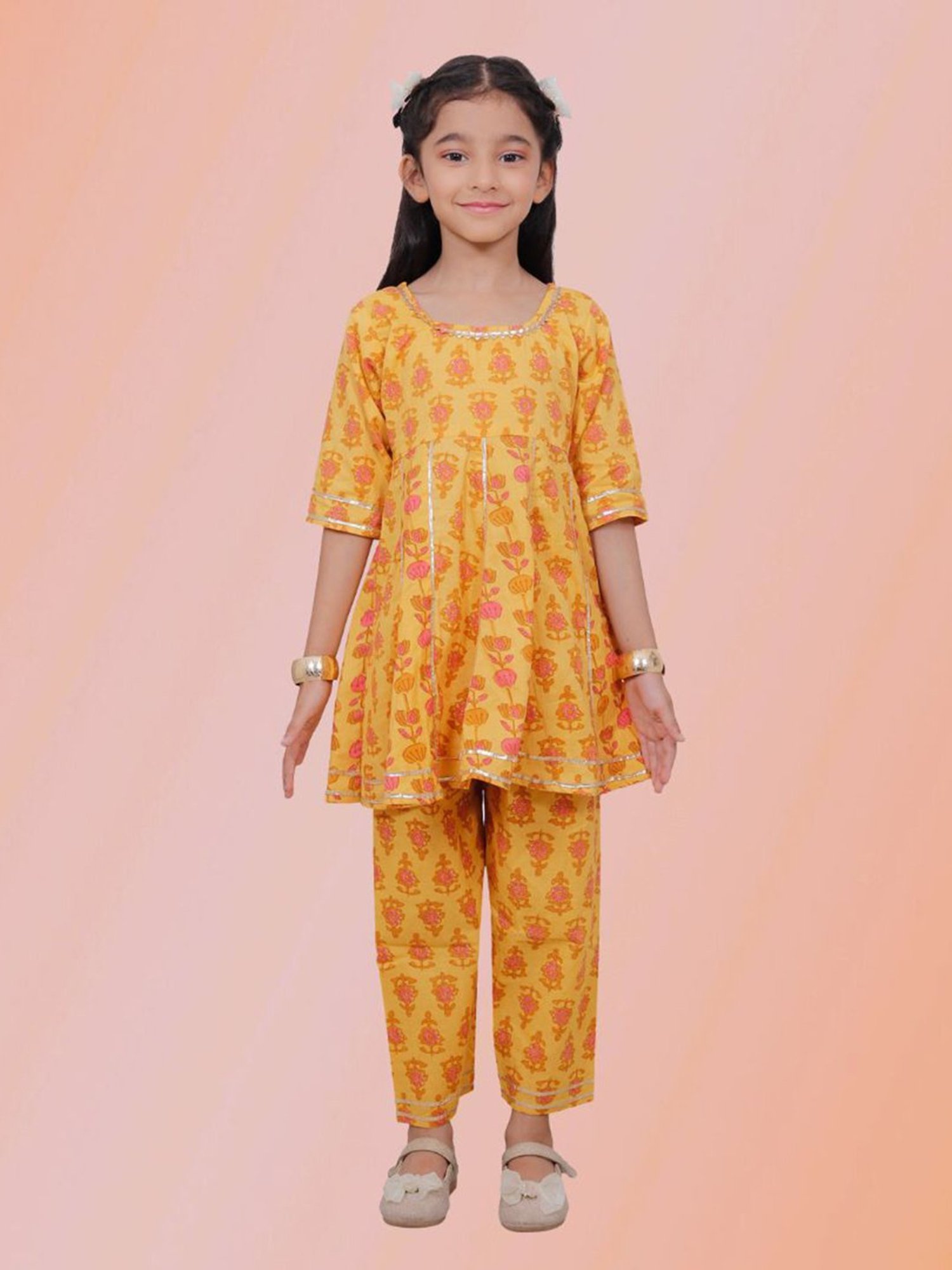 Many Frocks Kids Blue Embellished Top with Plazzos