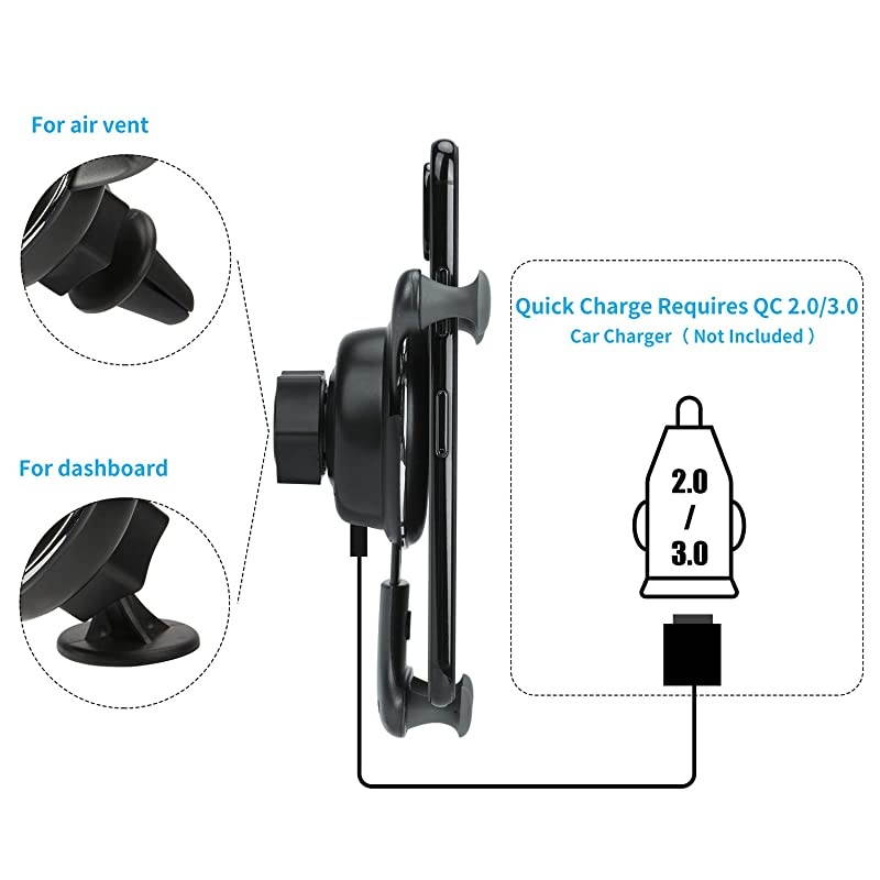 car Charger MountAdjustable BracketGravity SystemFast ChargingCompatible with iPhone Xs MaxXSXXR 8 Plus 8 Samsung Galaxy Fold S9 S9+ S8 S8+ S7 Edge S7 S6 Edge+