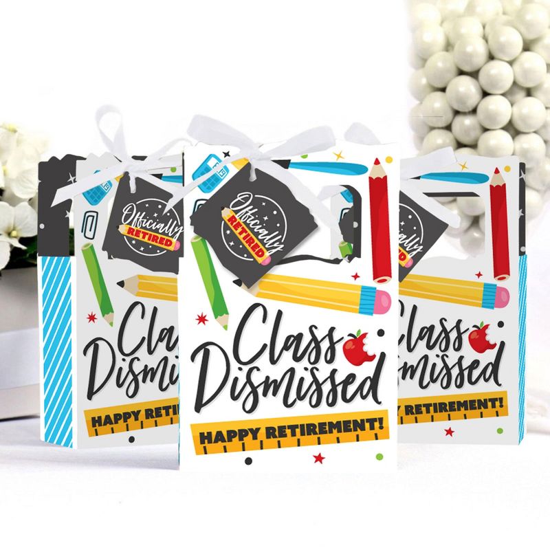 Big Dot of Happiness Teacher Retirement - Happy Retirement Party Favor Boxes - Set of 12