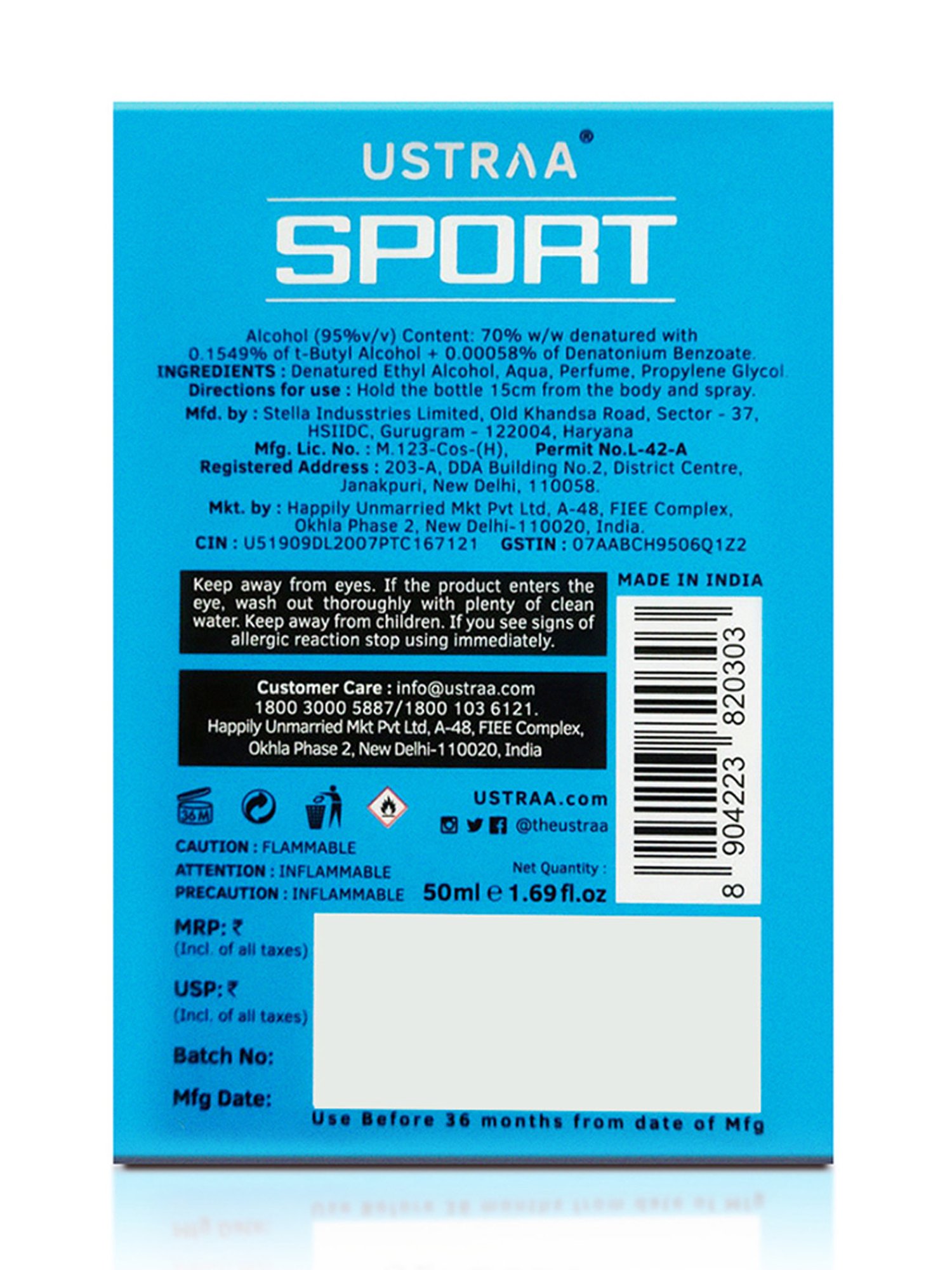 Ustraa Sport Eau de Toilette - 50 ml