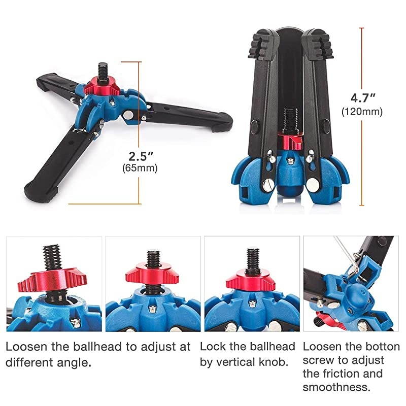 Monopod Tripod with Feet for Camera DSLR Camcorder DV Lightweight Portable Aluminum Alloy Unipod Alpenstock Tripod Base Included 5 Sections up to 65 inch