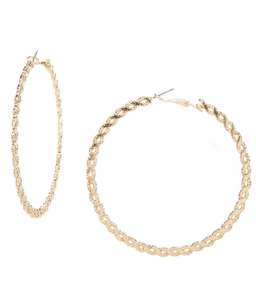 Natasha Accessories Link Hoop Earrings